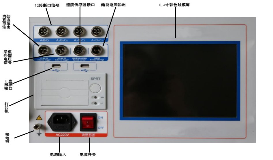 断路器特性测试仪厂家面板示意图及说明